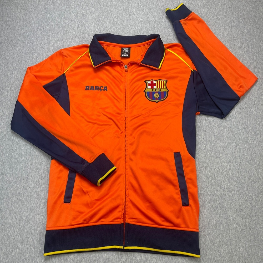 FC Barcelona Track Jacket Mens S Orange La Liga Soccer FCB Official Merchandise